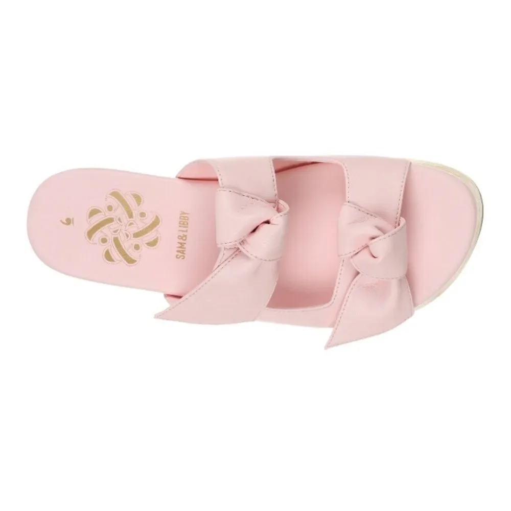Sam & Libby Pink Platform Double Bow Tie Comfy Dress Sandals Shoes Size 7